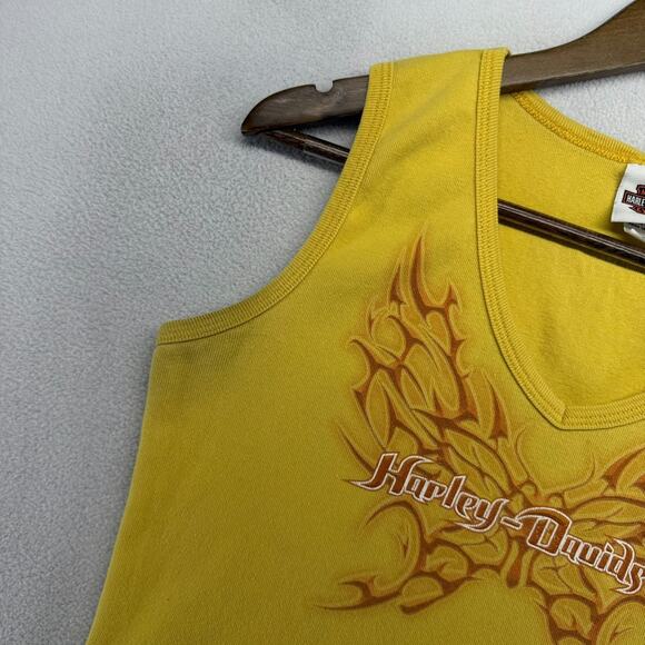 Vintage Harley Davidson Tank Women's XL Yellow Flames Graphic USA Made y2k Biker - Picture 5 of 10